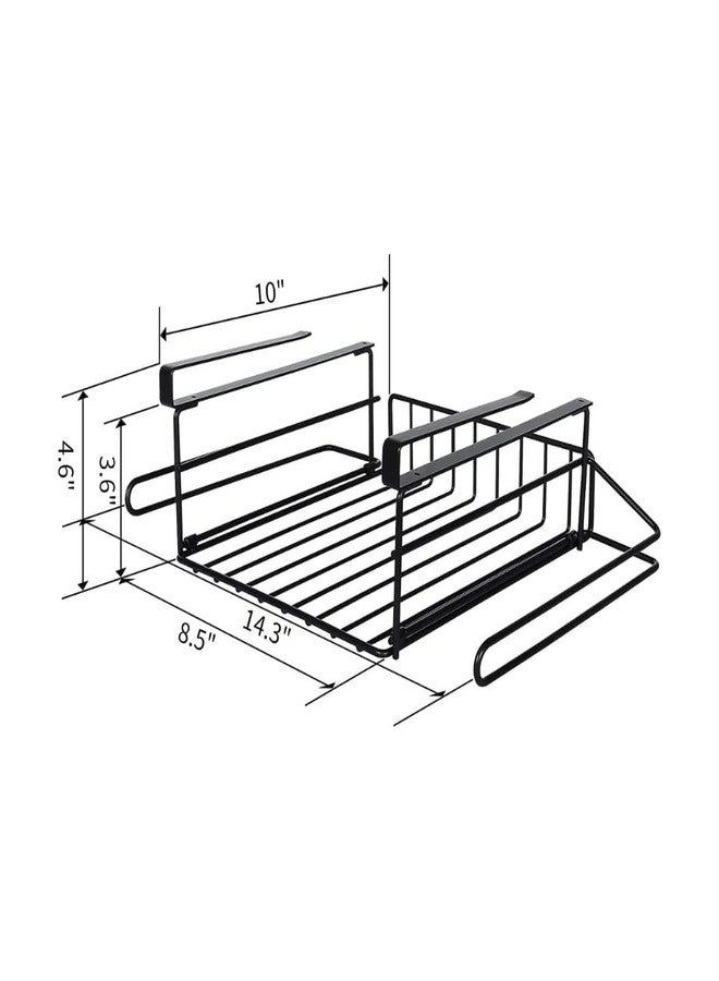 Go Hooked Under Shelf Storage Basket,2 Pack,Under Cabinet Hanging Basket Organizer with Tissue Holder,Under Cabinet Storage Shelf Wire Baskets for Kitchen Pantry Bathroom (Black (2) - Image 3